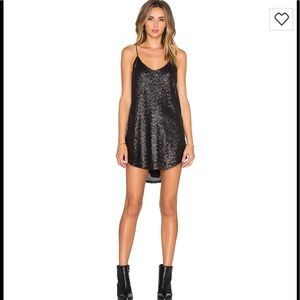 Amuse Society Black Sequin Slip Dress Small